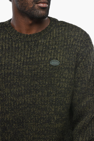 Wool-Blend Crewneck Sweater K-SAN-LIN with Logo Embroidery