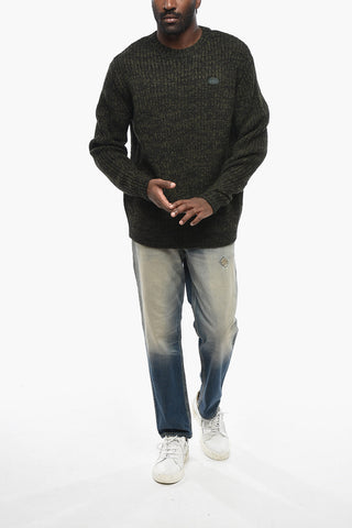 Wool-Blend Crewneck Sweater K-SAN-LIN with Logo Embroidery