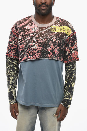 T-shirt Girocollo T-BESH in Cotone con Stampa Astratta