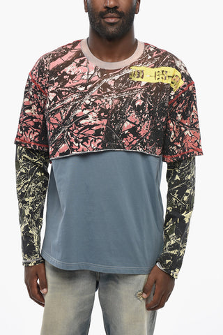 Cotton Crew-Neck T-Shirt T-BESH with Abstract Print