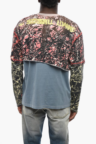 Cotton Crew-Neck T-Shirt T-BESH with Abstract Print
