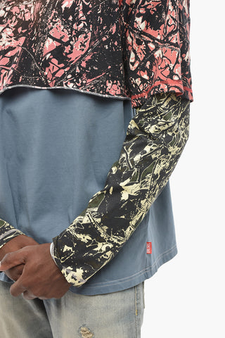 Cotton Crew-Neck T-Shirt T-BESH with Abstract Print