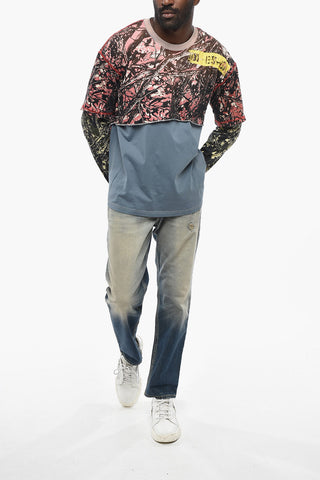Cotton Crew-Neck T-Shirt T-BESH with Abstract Print