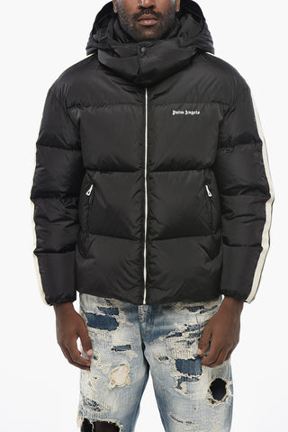 Quilted Puffer Jacket with Contrast Side Stripes