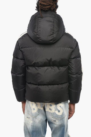 Quilted Puffer Jacket with Contrast Side Stripes