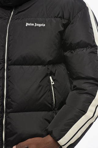 Quilted Puffer Jacket with Contrast Side Stripes