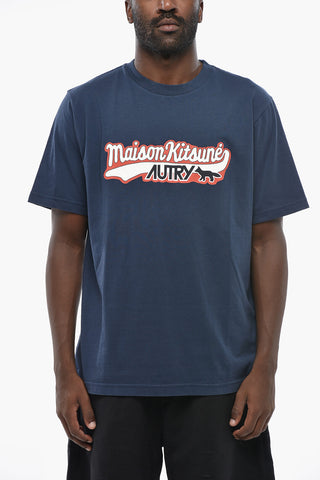 MAISON KITSUNE' Crewneck Cotton T-Shirt With Embossed Logo