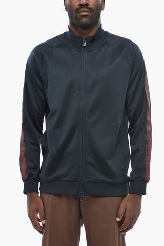 Solid-Color Full-Zip Sweatshirt with Contrast Logo Tape