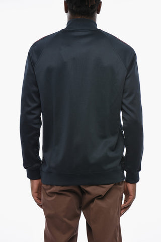 Solid-Color Full-Zip Sweatshirt with Contrast Logo Tape
