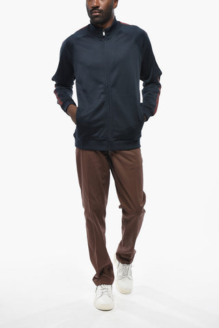 Solid-Color Full-Zip Sweatshirt with Contrast Logo Tape