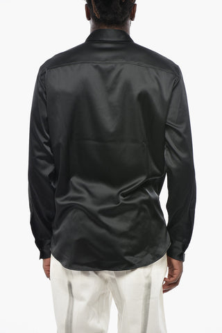 Camicia RELAX DAN in Satin Abbellita da Borchie con Bottoni Gioiello