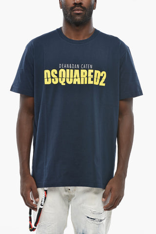 T-shirt Girocollo in Cotone con Logo Frontale