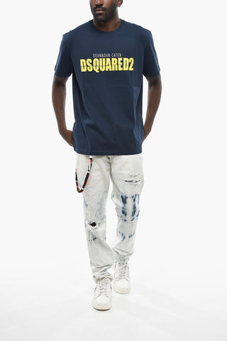 T-shirt Girocollo in Cotone con Logo Frontale