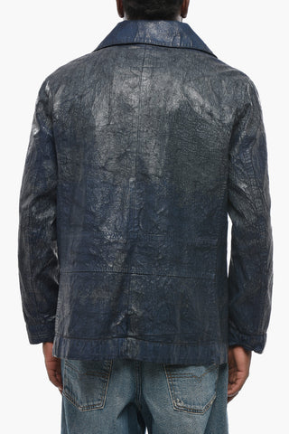 Double-Breasted Crackle-Effect Jacket D-BONDED-S With Logo Buttons