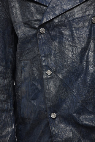 Double-Breasted Crackle-Effect Jacket D-BONDED-S With Logo Buttons