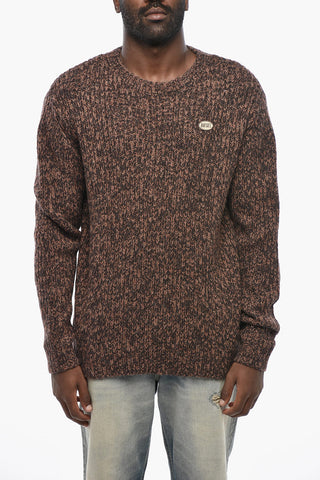 Wool-Blend Crewneck Sweater K-SAN-LIN with Logo Embroidery