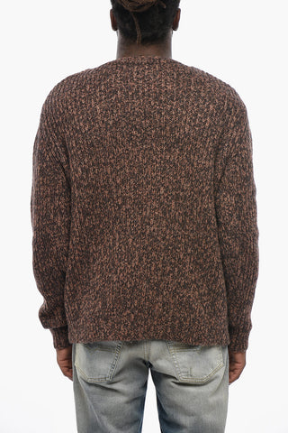 Wool-Blend Crewneck Sweater K-SAN-LIN with Logo Embroidery