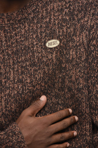 Wool-Blend Crewneck Sweater K-SAN-LIN with Logo Embroidery