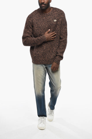 Wool-Blend Crewneck Sweater K-SAN-LIN with Logo Embroidery