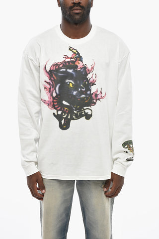 Cotton Crewneck T-shirt T-BOXT-LS-Q9 with Maxi Front Print