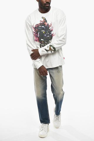 Cotton Crewneck T-shirt T-BOXT-LS-Q9 with Maxi Front Print