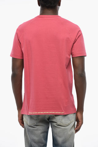Cotton Crewneck T-shirt T-RUST with Raised and Velour Detailing