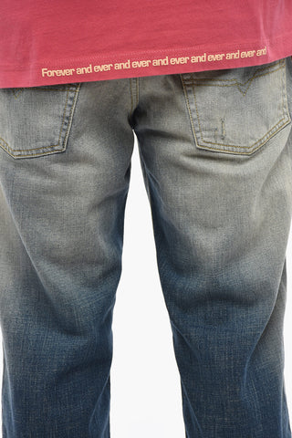 Cotton Crewneck T-shirt T-RUST with Raised and Velour Detailing