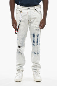 Tie-Dye-Jeans Mit 18cm Stoffkette