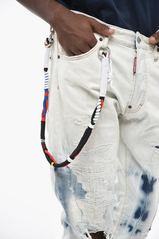 Tie-Dye Jeans With 18cm Fabric Chain
