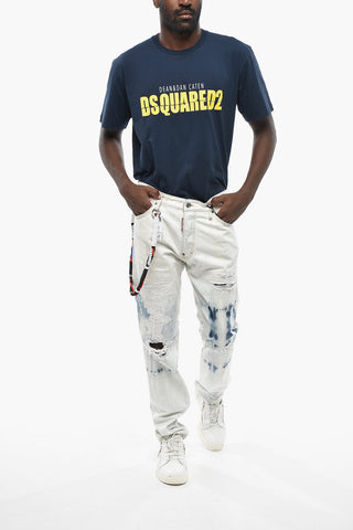 Tie-Dye Jeans With 18cm Fabric Chain