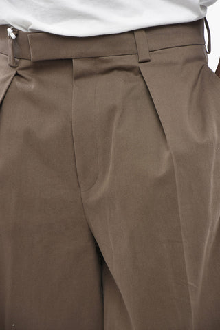 Lightweight Cotton Single-Pleat Trousers with Belt Loops