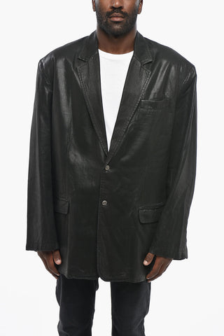 Coated Cotton Jacket D-BLA With Flap Pockets And Logo Buttons