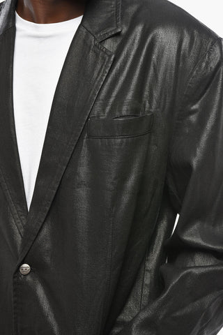 Coated Cotton Jacket D-BLA With Flap Pockets And Logo Buttons