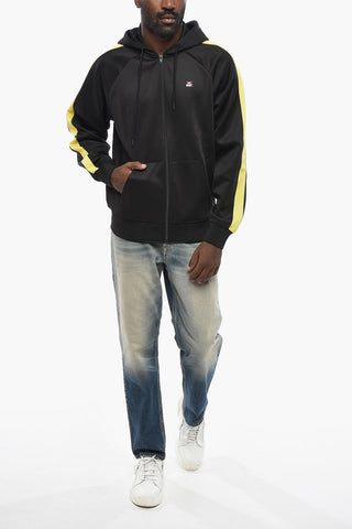 Solid-Color Sweatshirt with Contrast Side Stripes