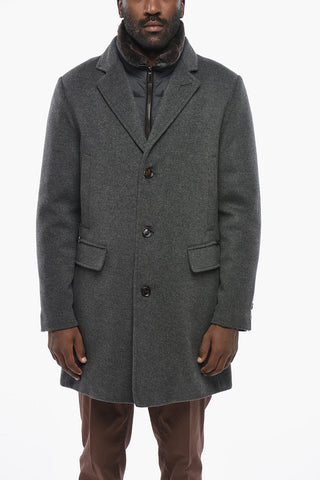 Cappotto in Lana E Cashmere con Finta Pelliccia