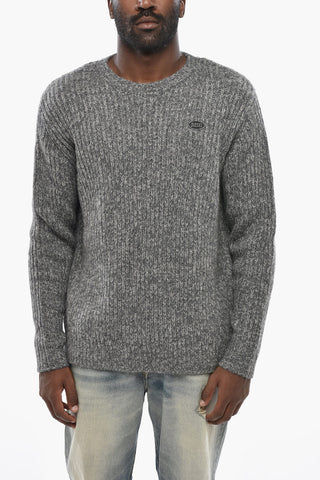 Wool-Blend Crewneck Sweater K-SAN-LIN with Logo Embroidery