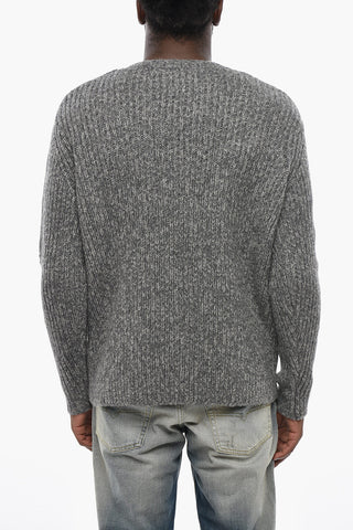 Wool-Blend Crewneck Sweater K-SAN-LIN with Logo Embroidery