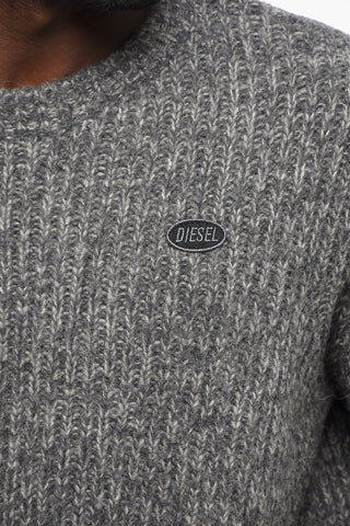 Wool-Blend Crewneck Sweater K-SAN-LIN with Logo Embroidery