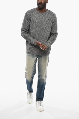 Wool-Blend Crewneck Sweater K-SAN-LIN with Logo Embroidery