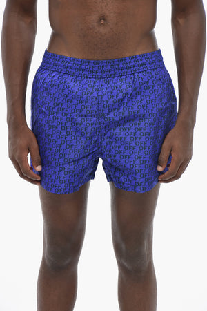 Two-Tone Boxer Swim Shorts with All-Over Monogram