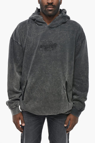 Felpa Hoodie S-BOXSTIC Effetto Acid-Wash con Logo Ricamato