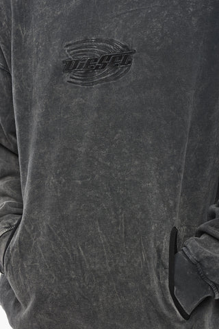 Felpa Hoodie S-BOXSTIC Effetto Acid-Wash con Logo Ricamato