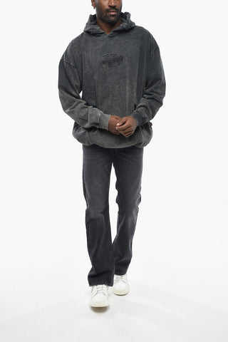 Felpa Hoodie S-BOXSTIC Effetto Acid-Wash con Logo Ricamato