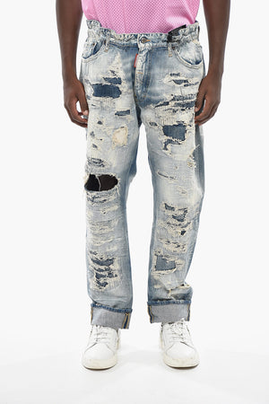 Jeans Distressed ad Orlo con Risvolto 20cm