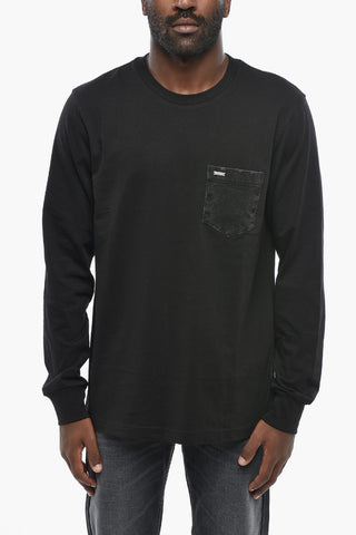 Crewneck Long-Sleeve T-shirt T-JUST-LS-D with Chest Pocket