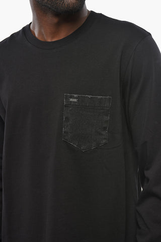 Crewneck Long-Sleeve T-shirt T-JUST-LS-D with Chest Pocket