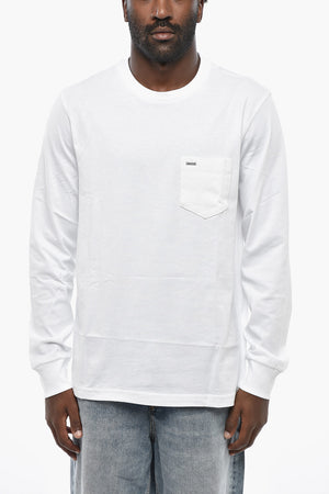 Crewneck Long-Sleeve T-shirt T-JUST-LS-D with Chest Pocket