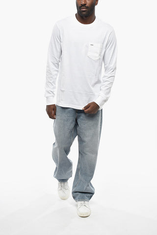 Crewneck Long-Sleeve T-shirt T-JUST-LS-D with Chest Pocket