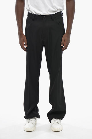 Regular-Waist Stretch Wool Trousers