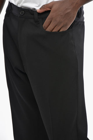 Regular-Waist Stretch Wool Trousers